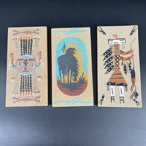 Vintage NAVAJO Native American Art SAND PAINTINGS Lot of 3